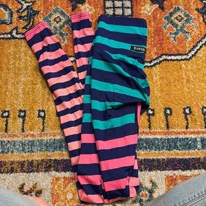 K-Deer Striped Pink and Teal Leggings XS